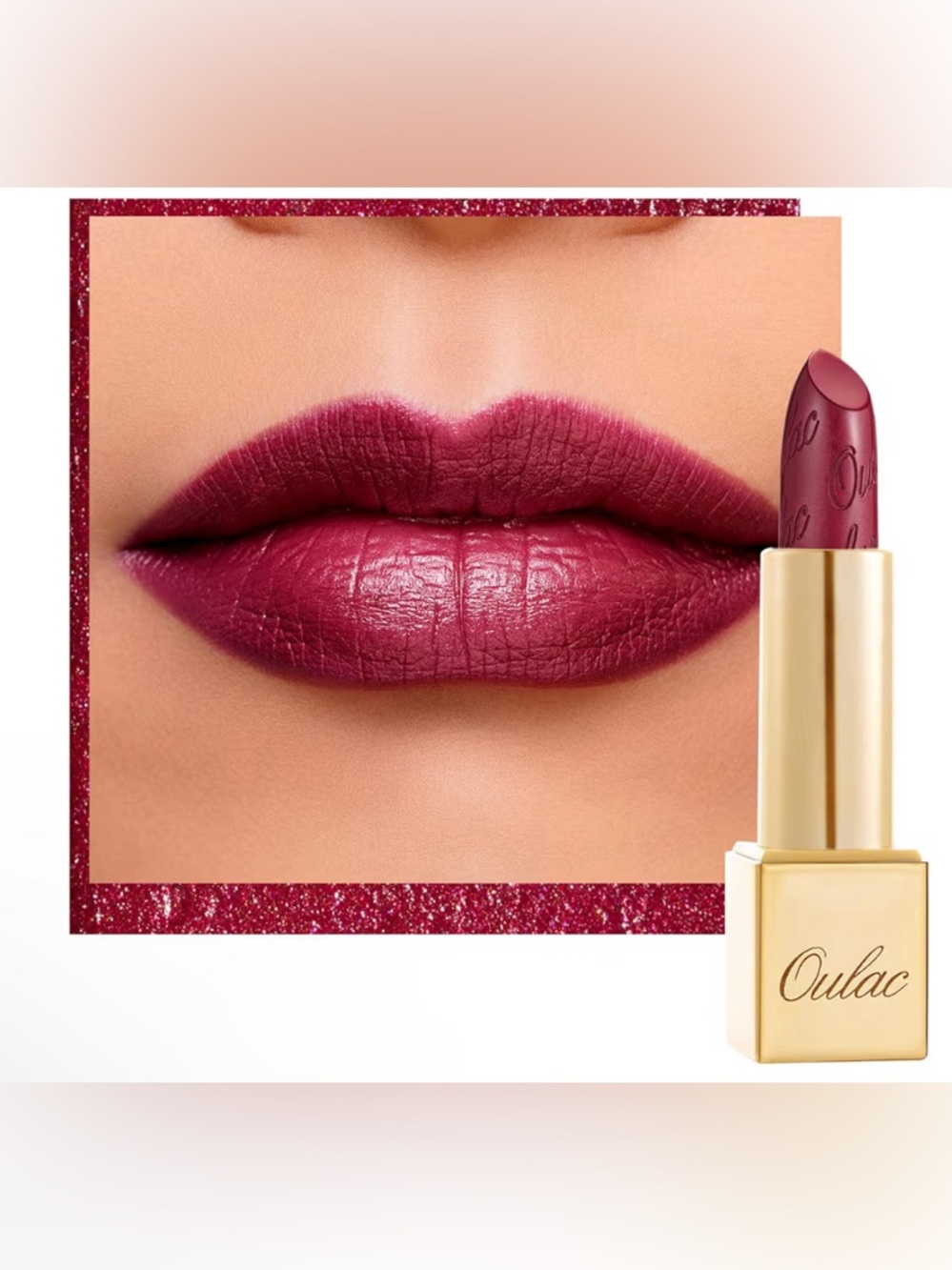 OULAC Metallic Shine Lipstick, Wine Red, One Last Kiss (14) NIP